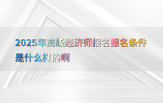 2025年高级经济师报名报名条件是什么样的啊