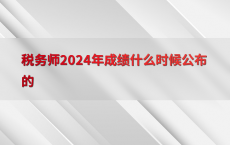 税务师2024年成绩什么时候公布的