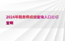 2024年税务师成绩查询入口在哪查啊