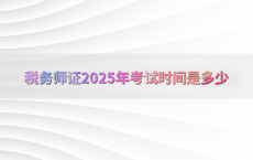 税务师证2025年考试时间是多少