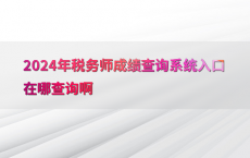 2024年税务师成绩查询系统入口在哪查询啊