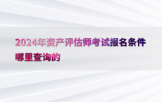 2024年资产评估师考试报名条件哪里查询的
