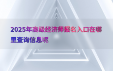 2025年高级经济师报名入口在哪里查询信息呢
