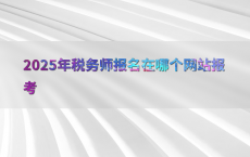 2025年税务师报名在哪个网站报考
