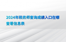 2024年税务师查询成绩入口在哪查看信息表
