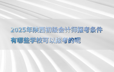 2025年陕西初级会计师报考条件有哪些学校可以报考的呢