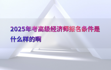 2025年考高级经济师报名条件是什么样的啊