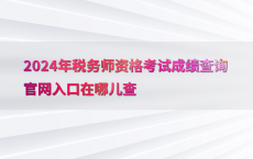 2024年税务师资格考试成绩查询官网入口在哪儿查