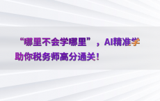 “哪里不会学哪里”，AI精准学助你税务师高分通关！