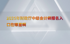 2025年财政厅中级会计师报名入口在哪里啊