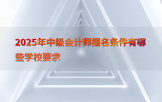 2025年中级会计师报名条件有哪些学校要求