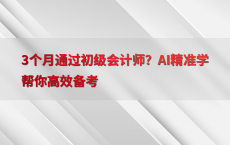 3个月通过初级会计师？AI精准学帮你高效备考