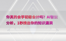 你真的会学初级会计吗？AI智能分析，1秒找出你的知识漏洞