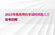 2025年税务师的考试时间是几月份考的啊