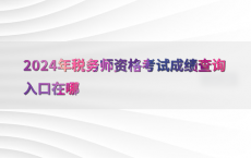 2024年税务师资格考试成绩查询入口在哪
