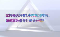 宝妈每天只有1小时复习时间，如何高效备考注册会计师？
