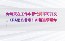 你每天在工作中都忙得不可开交，CPA怎么备考？AI精准学帮你！