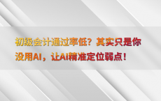 初级会计通过率低？其实只是你没用AI，让AI精准定位弱点！