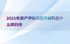 2025年资产评估师报名材料是什么样的呀