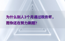 为什么别人3个月通过税务师，而你还在努力刷题？