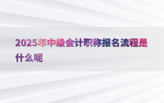 2025年中级会计职称报名流程是什么呢