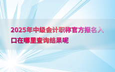 2025年中级会计职称官方报名入口在哪里查询结果呢