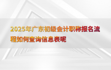 2025年广东初级会计职称报名流程如何查询信息表呢