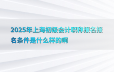 2025年上海初级会计职称报名报名条件是什么样的啊