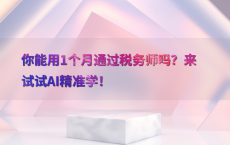 你能用1个月通过税务师吗？来试试AI精准学！