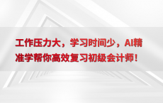 工作压力大，学习时间少，AI精准学帮你高效复习初级会计师！