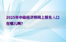 2025年中级经济师网上报名入口在哪儿啊?
