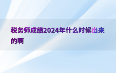 税务师成绩2024年什么时候出来的啊