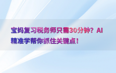 宝妈复习税务师只需30分钟？AI精准学帮你抓住关键点！