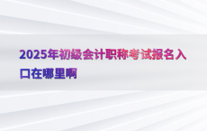 2025年初级会计职称考试报名入口在哪里啊