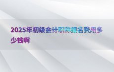 2025年初级会计职称报名费用多少钱啊