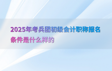 2025年考兵团初级会计职称报名条件是什么样的