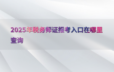 2025年税务师证报考入口在哪里查询