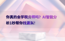你真的会学税务师吗？AI智能分析1秒帮你找漏洞！