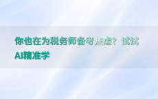 你也在为税务师备考焦虑？试试AI精准学