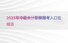 2025年中级会计职称报考入口在哪里