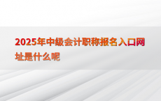 2025年中级会计职称报名入口网址是什么呢