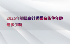 2025年初级会计师报名条件年龄是多少啊