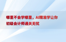 哪里不会学哪里，AI精准学让你初级会计师通关无忧