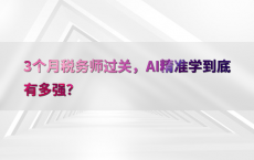 3个月税务师过关，AI精准学到底有多强？