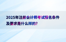 2025年注册会计师考试报名条件及要求是什么样的?