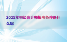 2025年初级会计师报考条件是什么呢
