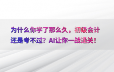 为什么你学了那么久，初级会计还是考不过？AI让你一战通关！