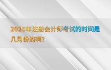2025年注册会计师考试的时间是几月份的啊?