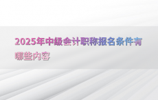 2025年中级会计职称报名条件有哪些内容