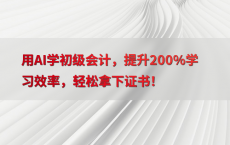 用AI学初级会计，提升200%25学习效率，轻松拿下证书！